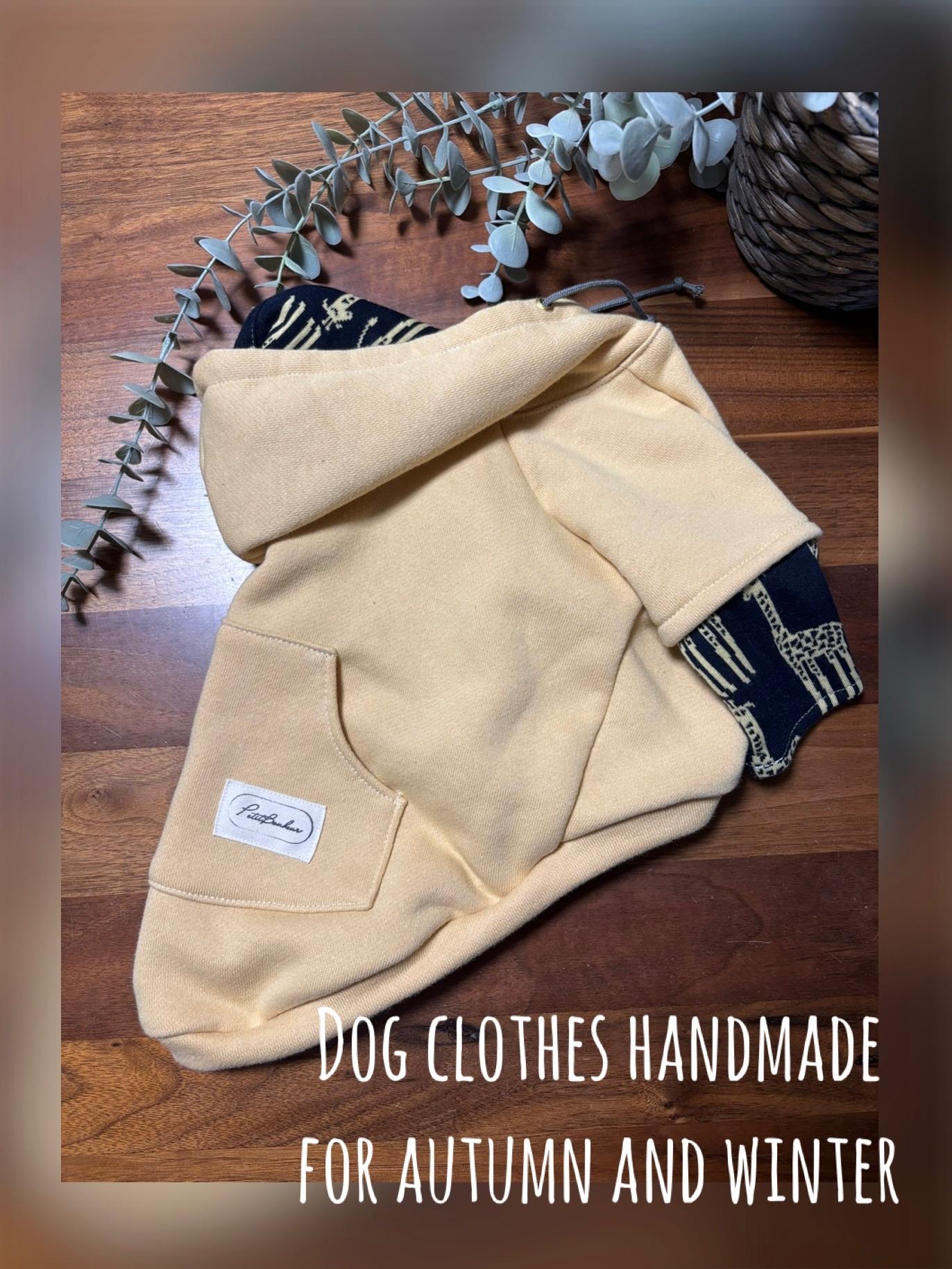 ●訳あり●犬服　レイヤード風パーカー　⭐︎イエロー×キリン⭐︎　◎Lサイズ◎ ハンドメイド