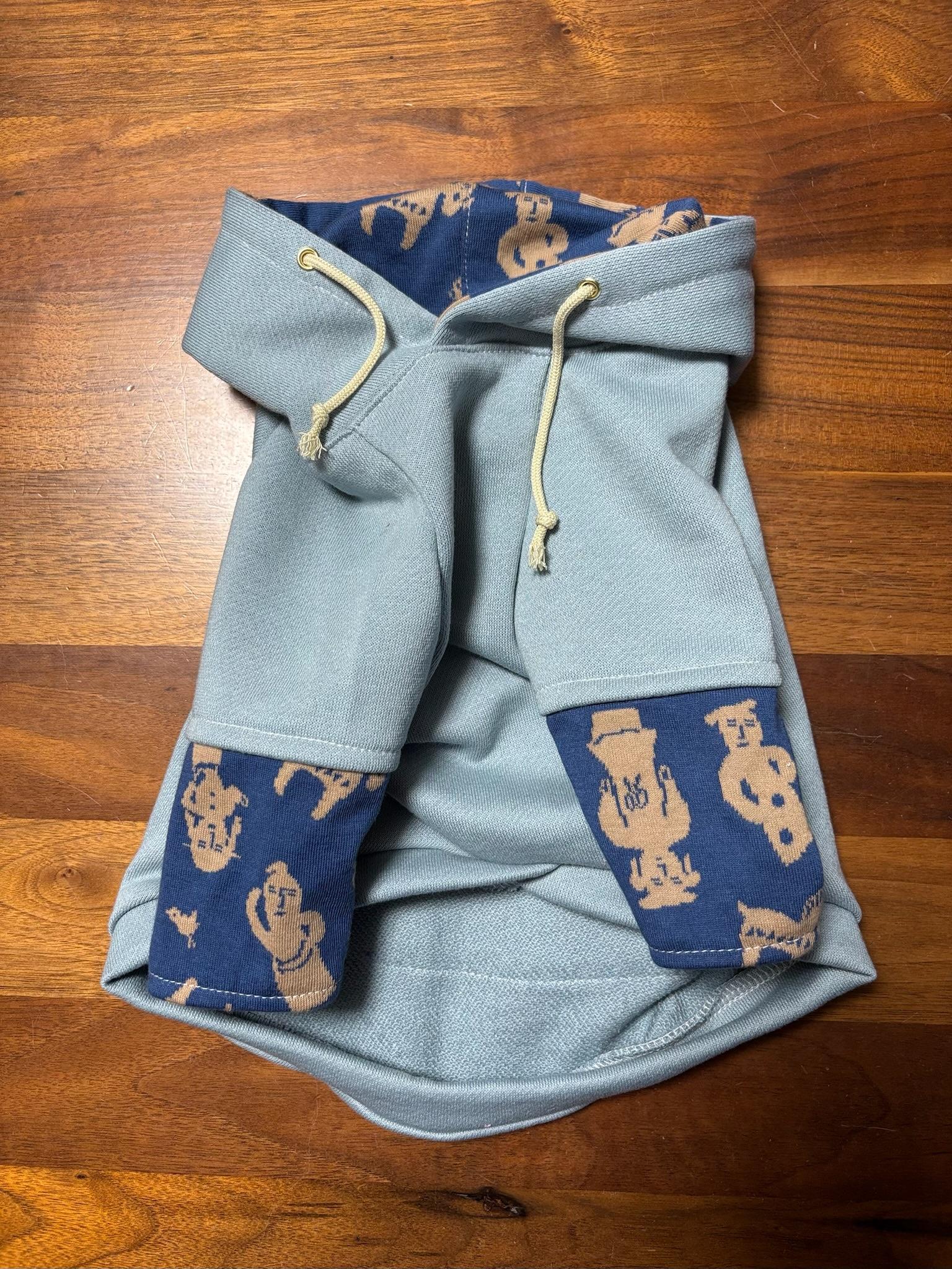 犬服　レイヤード風パーカー　⭐︎ライトブルー×ハニワ⭐︎　◎Lサイズ◎ ハンドメイド | 5枚目