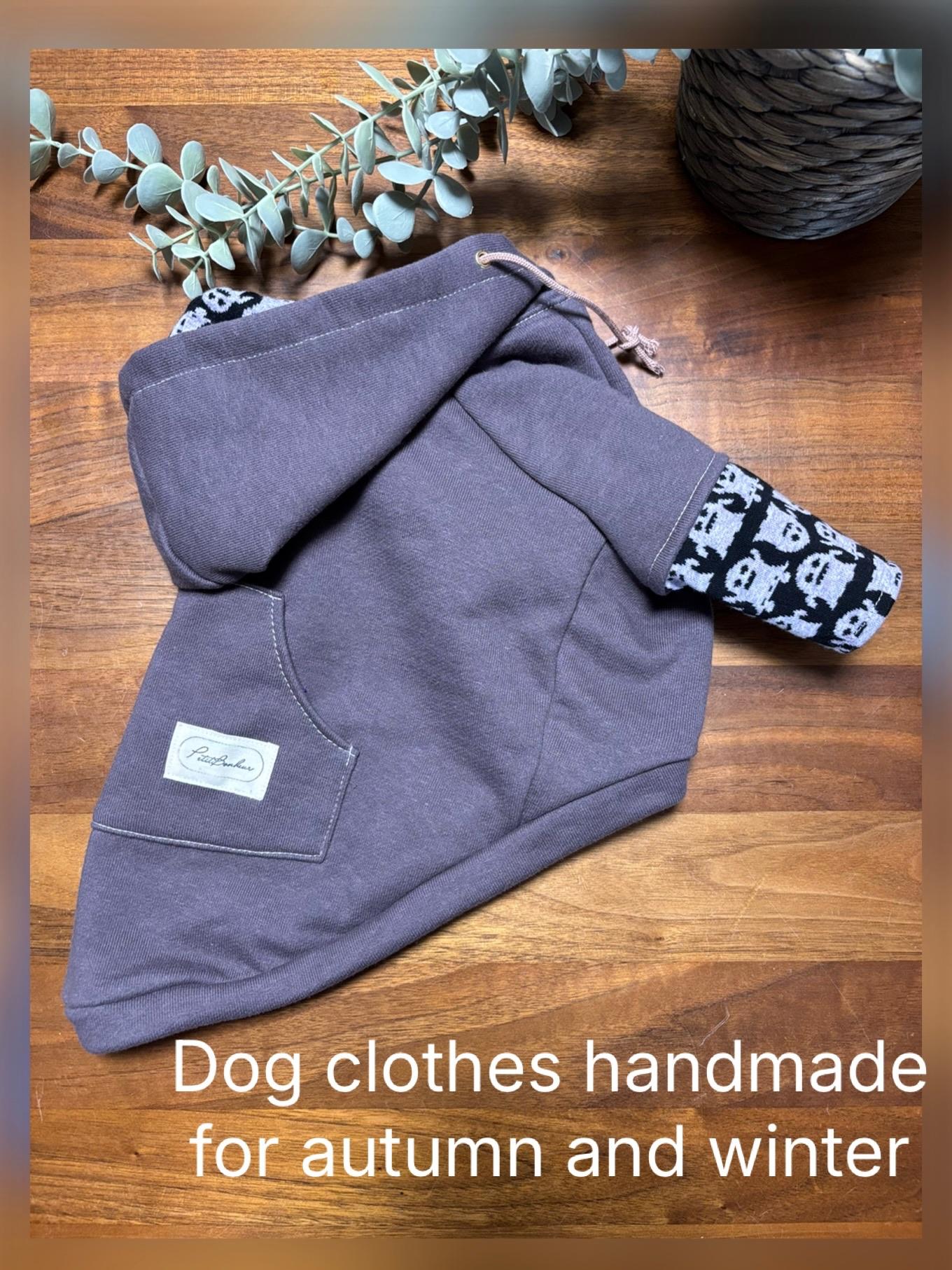 犬服　レイヤード風パーカー　⭐︎チャコールグレー×オバケ⭐︎　◎Lサイズ◎ ハンドメイド