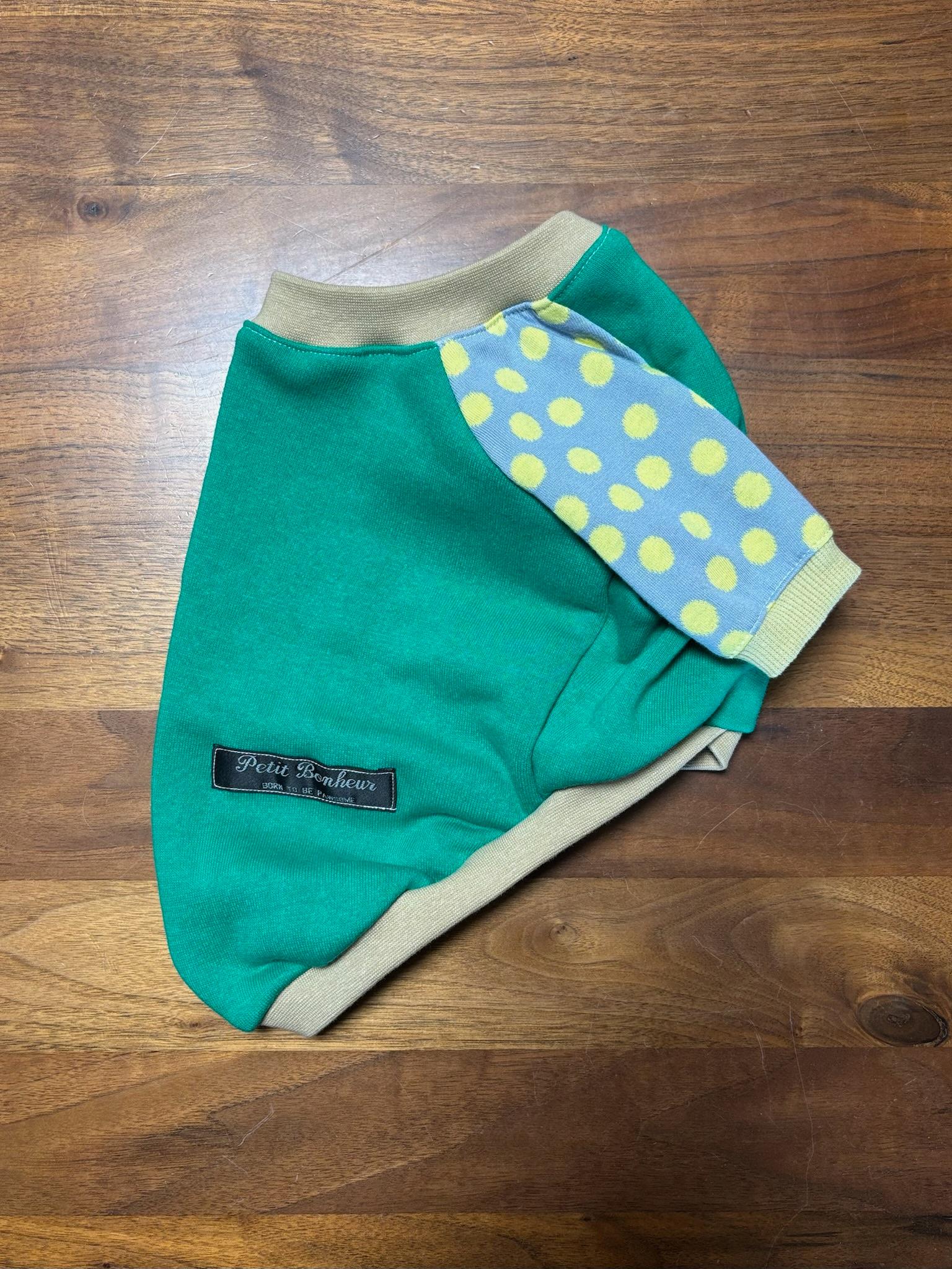 犬服　maffonラグランスリーブ　⭐︎ミドリ×ドット⭐︎　　◎フレブルSサイズ◎ ハンドメイド | 2枚目