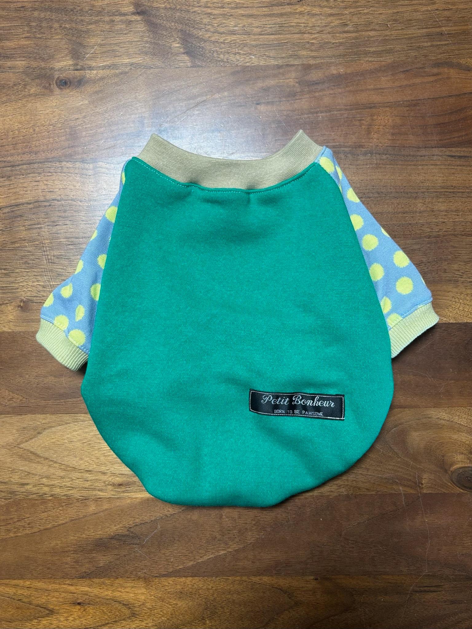 犬服　maffonラグランスリーブ　⭐︎ミドリ×ドット⭐︎　　◎フレブルSサイズ◎ ハンドメイド | 3枚目