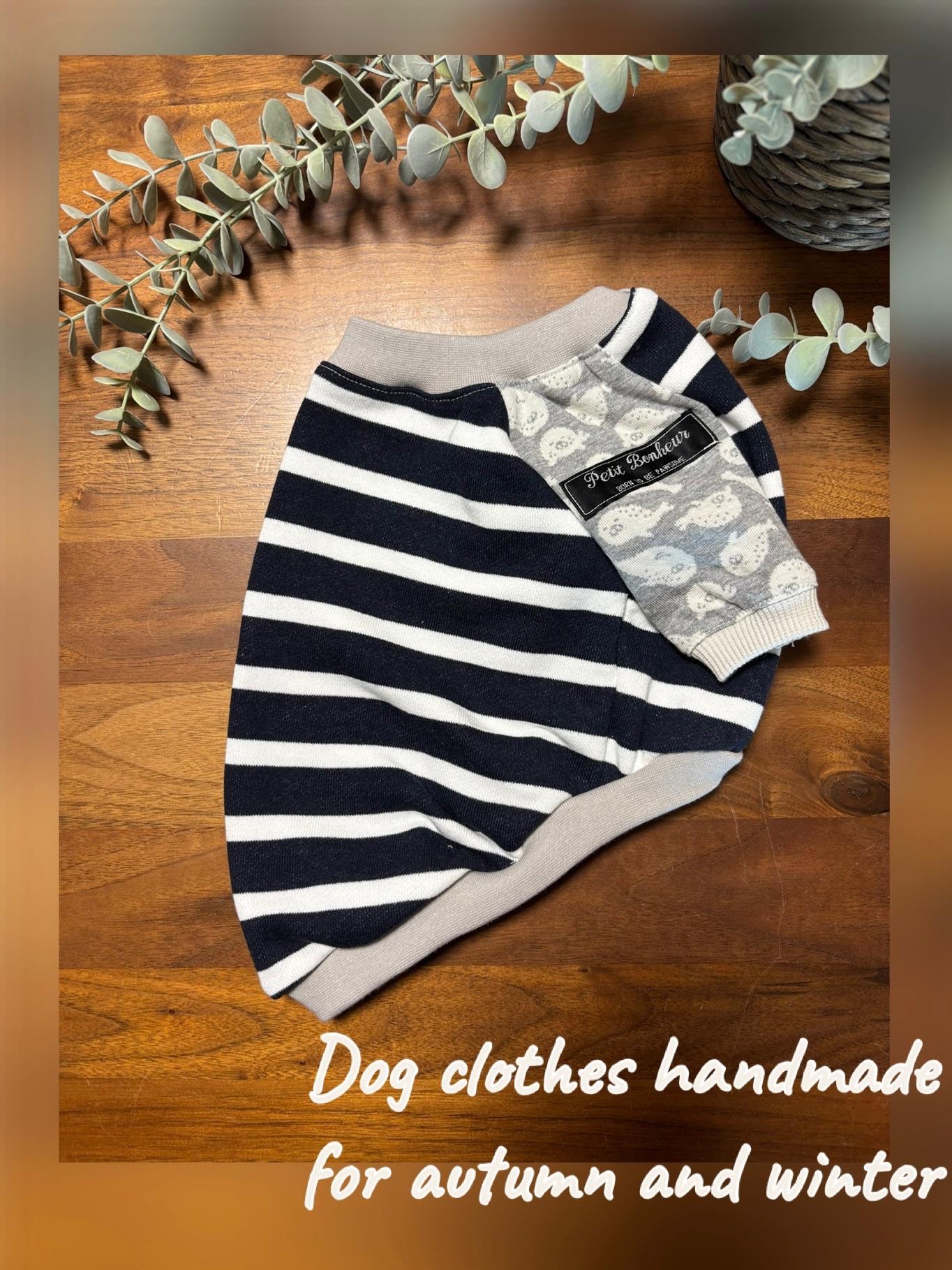 犬服　maffonラグランスリーブ　⭐︎ボーダー×あざらし⭐︎　　◎フレブルSサイズ◎ ハンドメイド