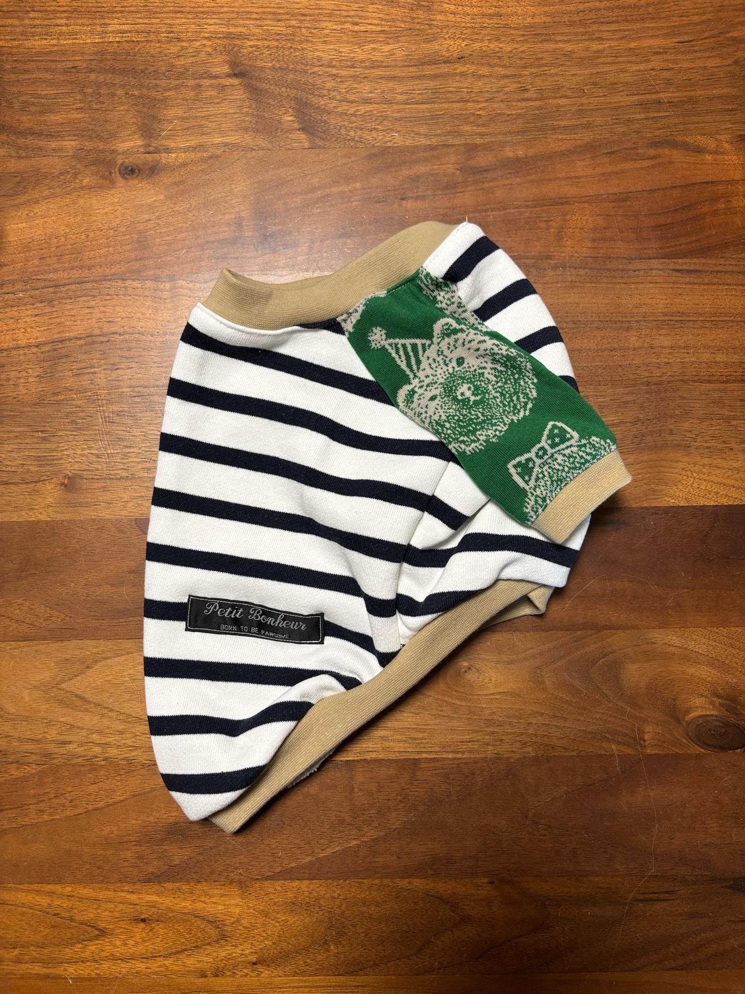 犬服　maffonラグランスリーブ　⭐︎ボーダー×くま⭐︎　　◎フレブルSサイズ◎ ハンドメイド | 2枚目
