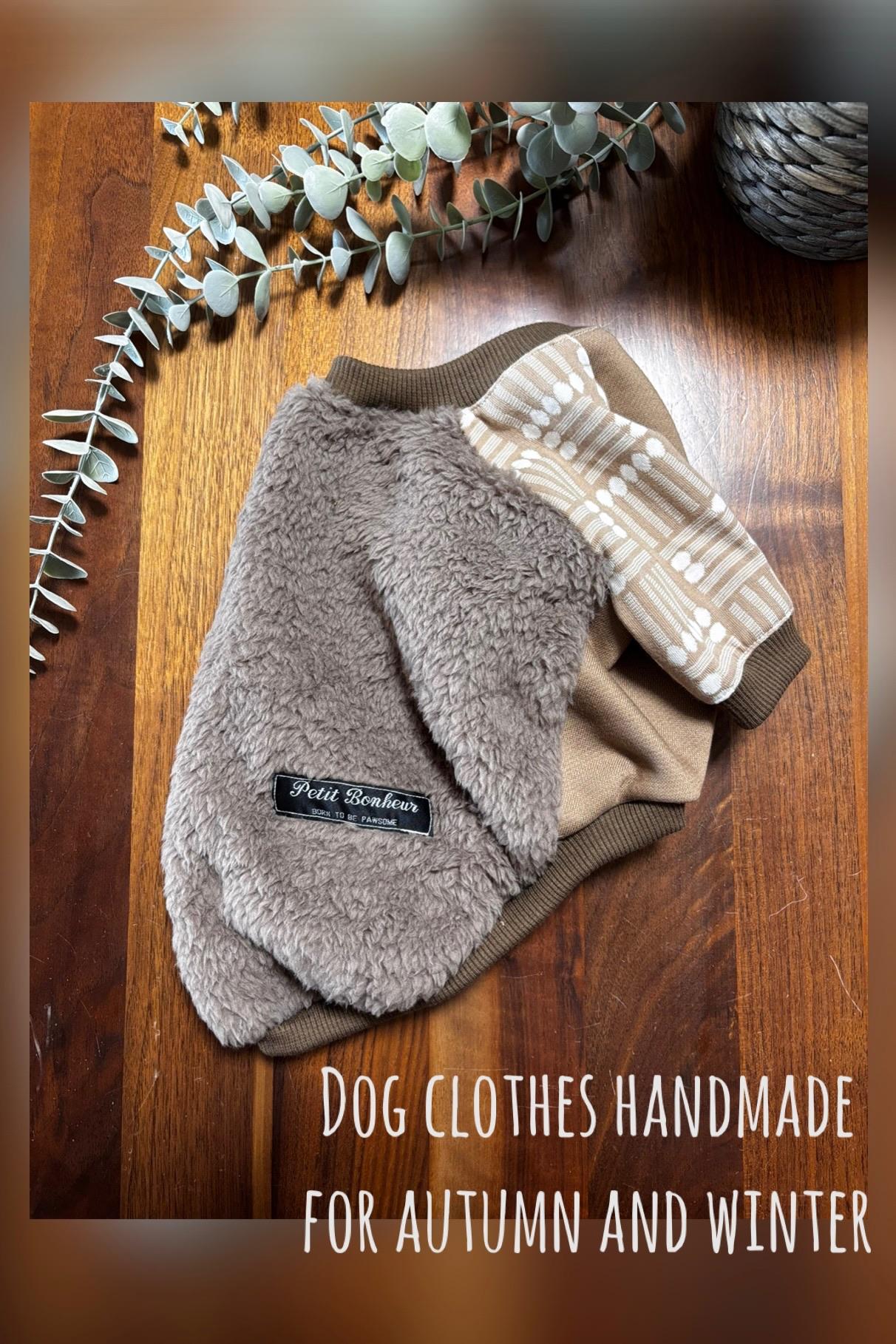 maffonボア　⭐︎ブラウン×マッチ⭐︎ ラグランスリーブ◎Lサイズ◎ ハンドメイド