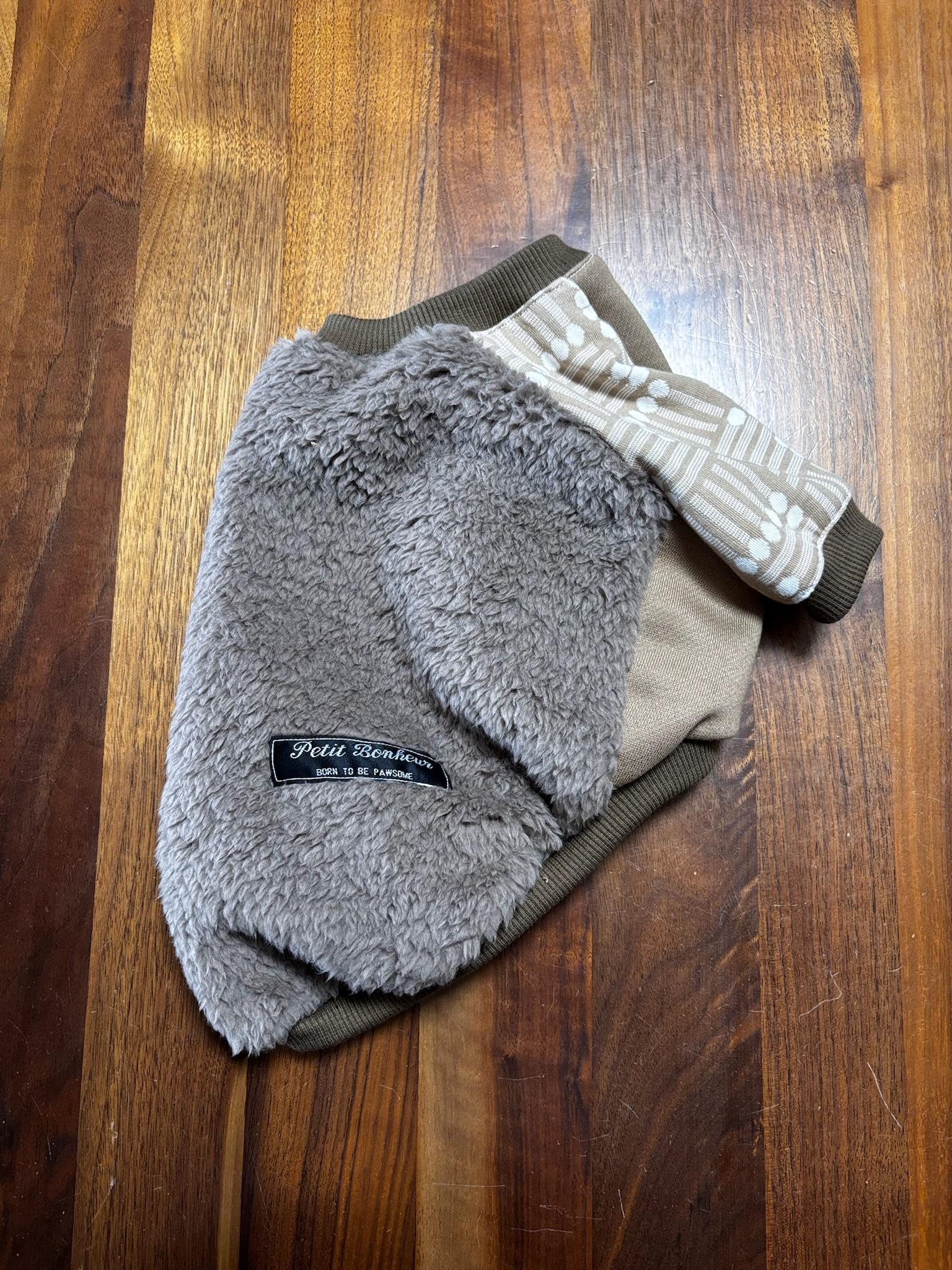 maffonボア　⭐︎ブラウン×マッチ⭐︎ ラグランスリーブ◎Lサイズ◎ ハンドメイド | 2枚目