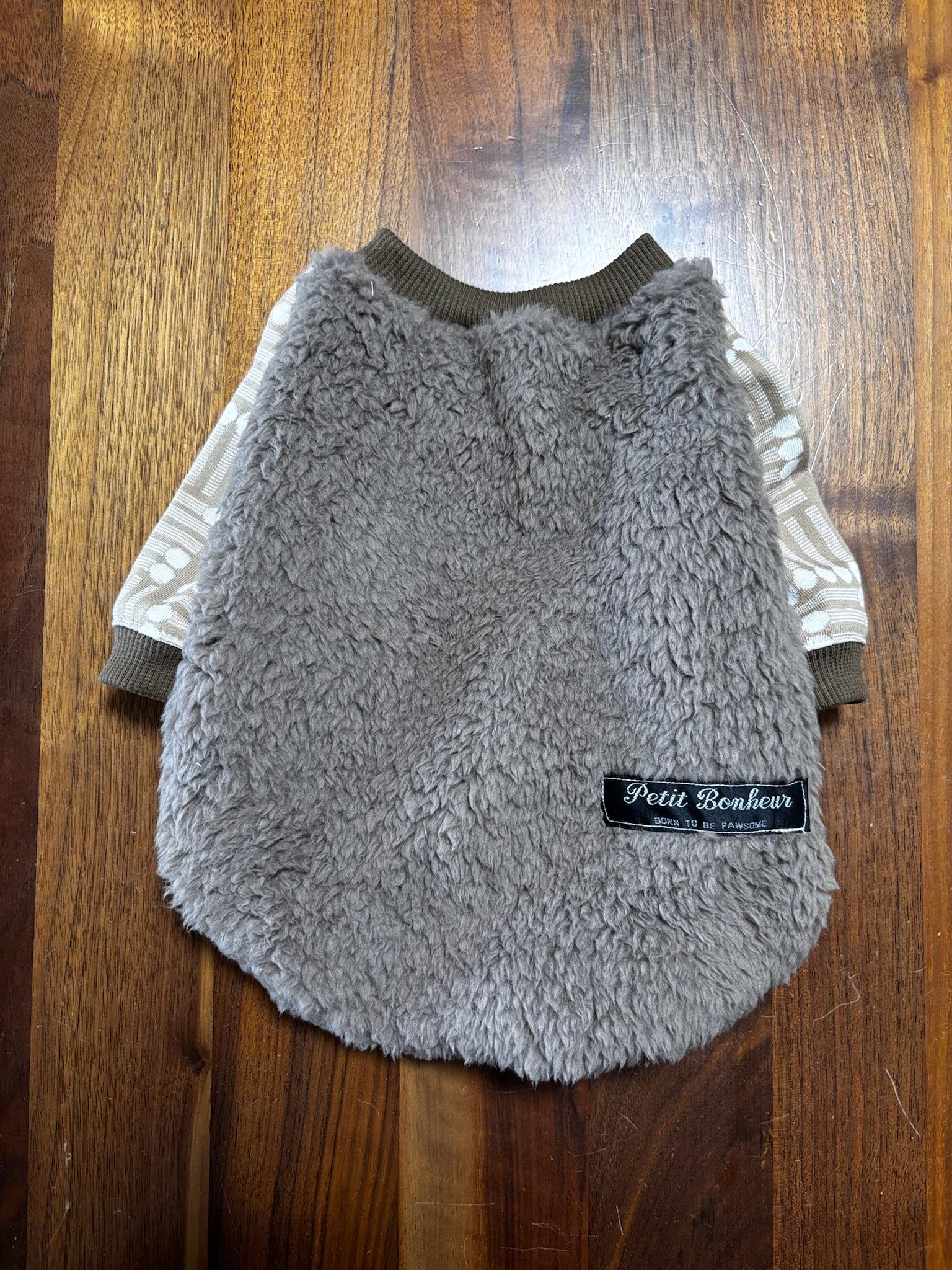 maffonボア　⭐︎ブラウン×マッチ⭐︎ ラグランスリーブ◎Lサイズ◎ ハンドメイド | 3枚目