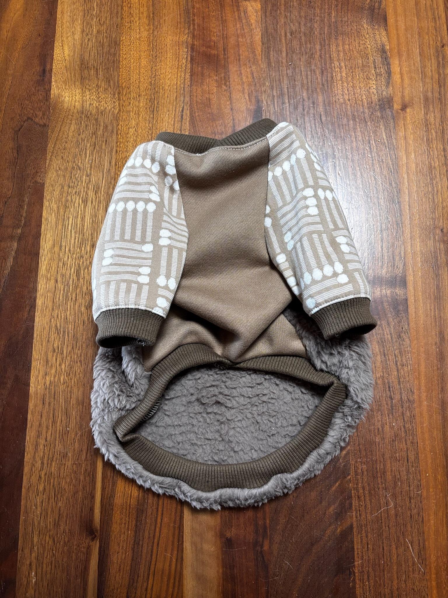 maffonボア　⭐︎ブラウン×マッチ⭐︎ ラグランスリーブ◎Lサイズ◎ ハンドメイド | 4枚目