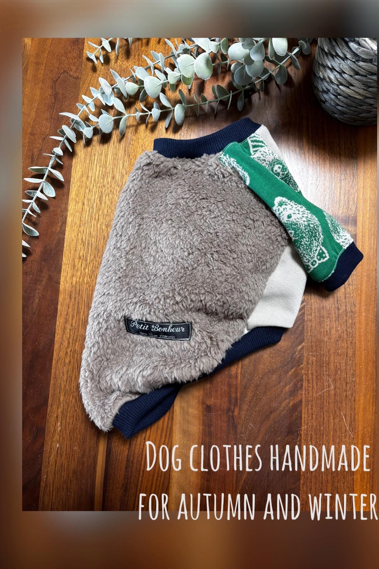 maffonボア　⭐︎ブラウンボア×クマ⭐︎ ラグランスリーブ◎Lサイズ◎ ハンドメイド