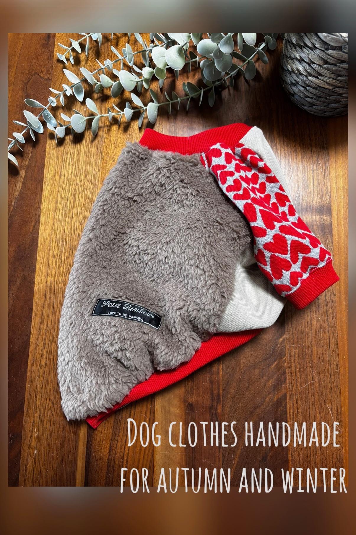 maffonボア　⭐︎ブラウンボア×ハート⭐︎ ラグランスリーブ◎Lサイズ◎ ハンドメイド